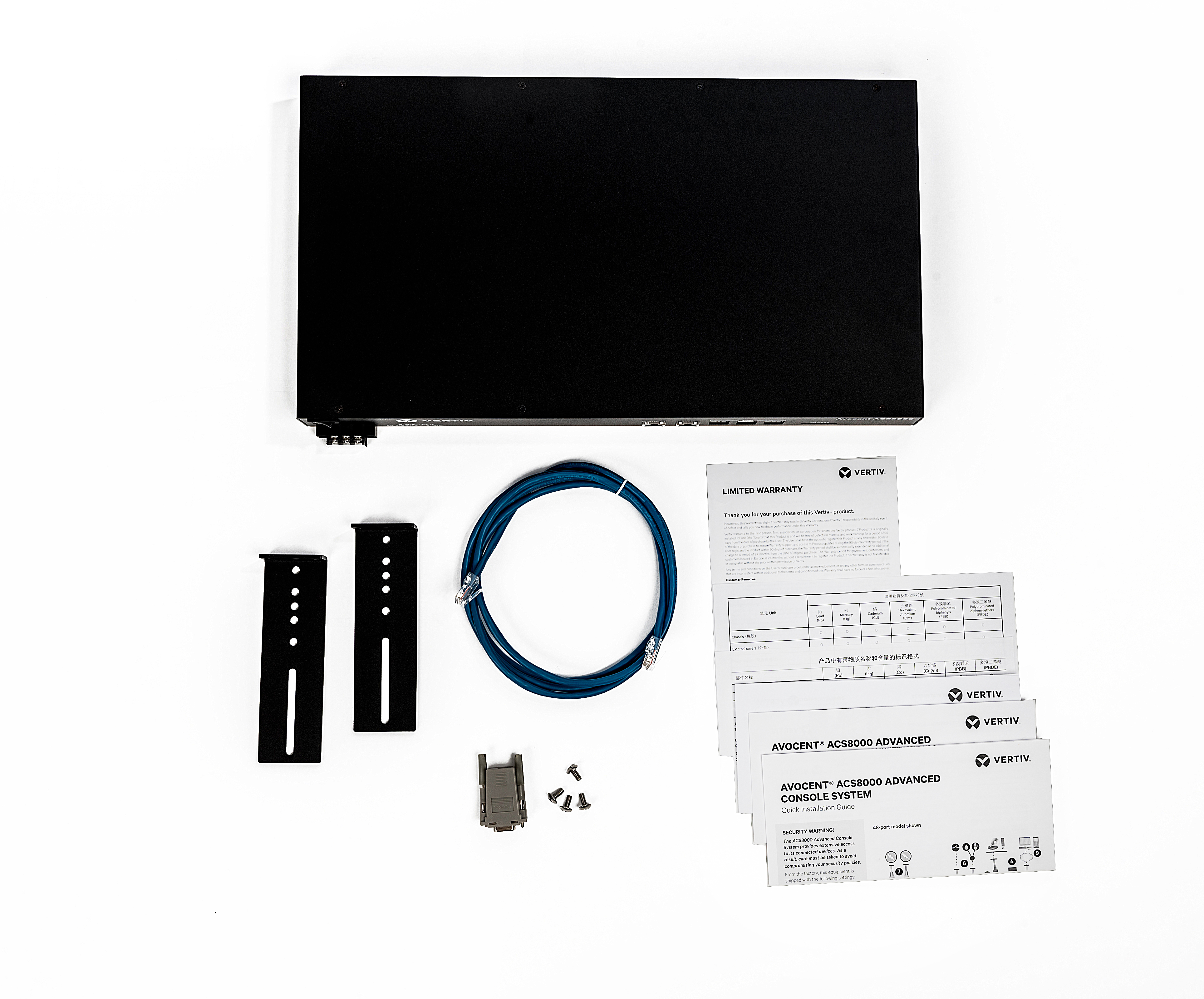Vertiv Avocent 8-Port ACS 8000 with single DC Power Supply - ACS8008SDC-400. Management protocols: CLI, HTTP/ HTTPS, SNMP.