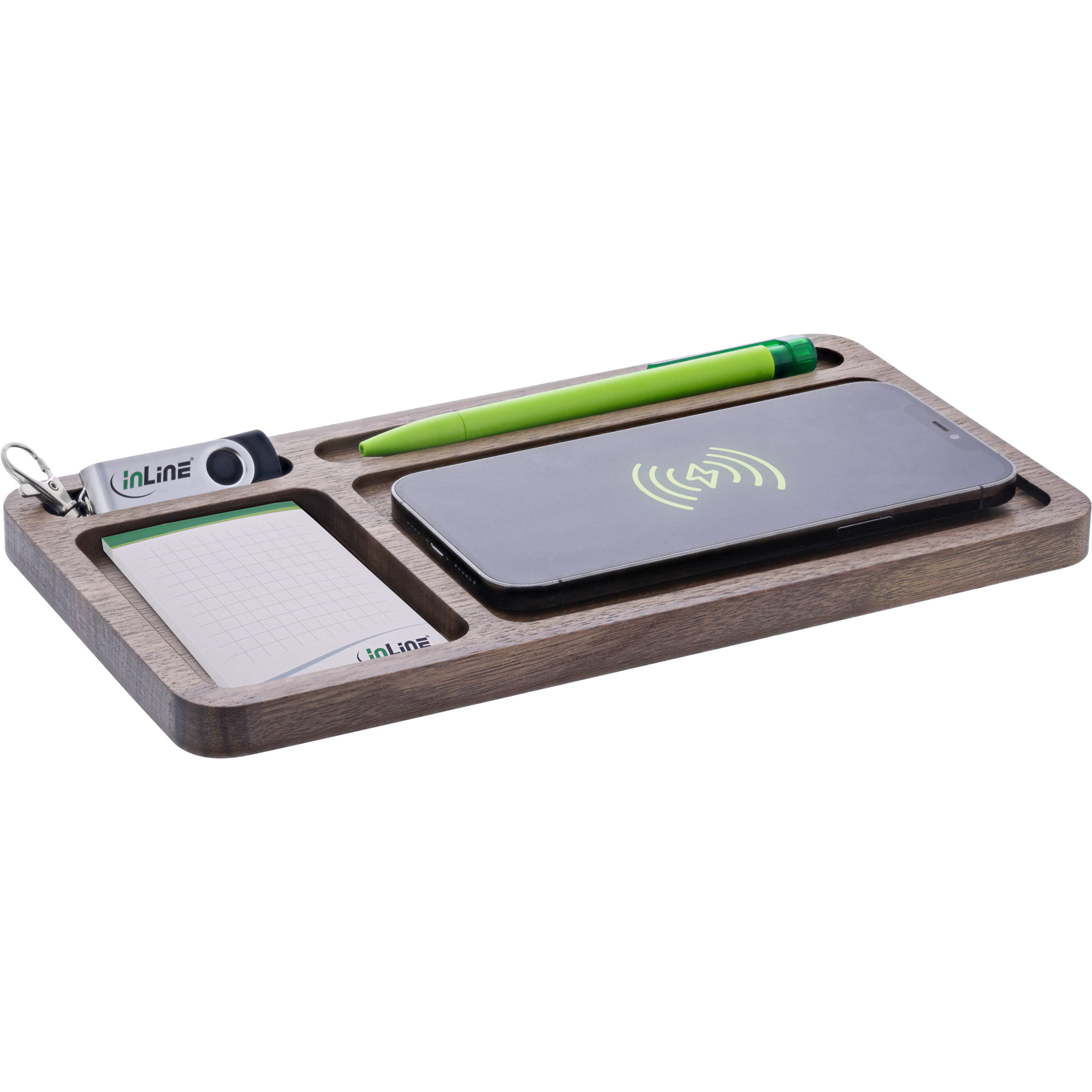 InLine WoodCharge - Organizer with integrated Qi charging surface – image 1
