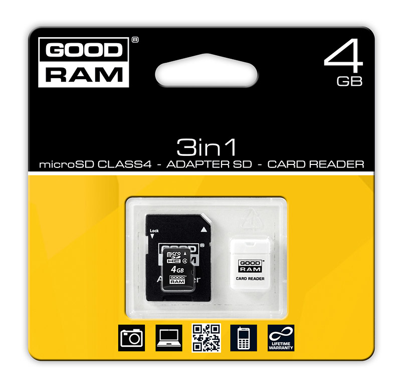 Goodram 3 in 1 microSDHC class 4 4GB – image 2