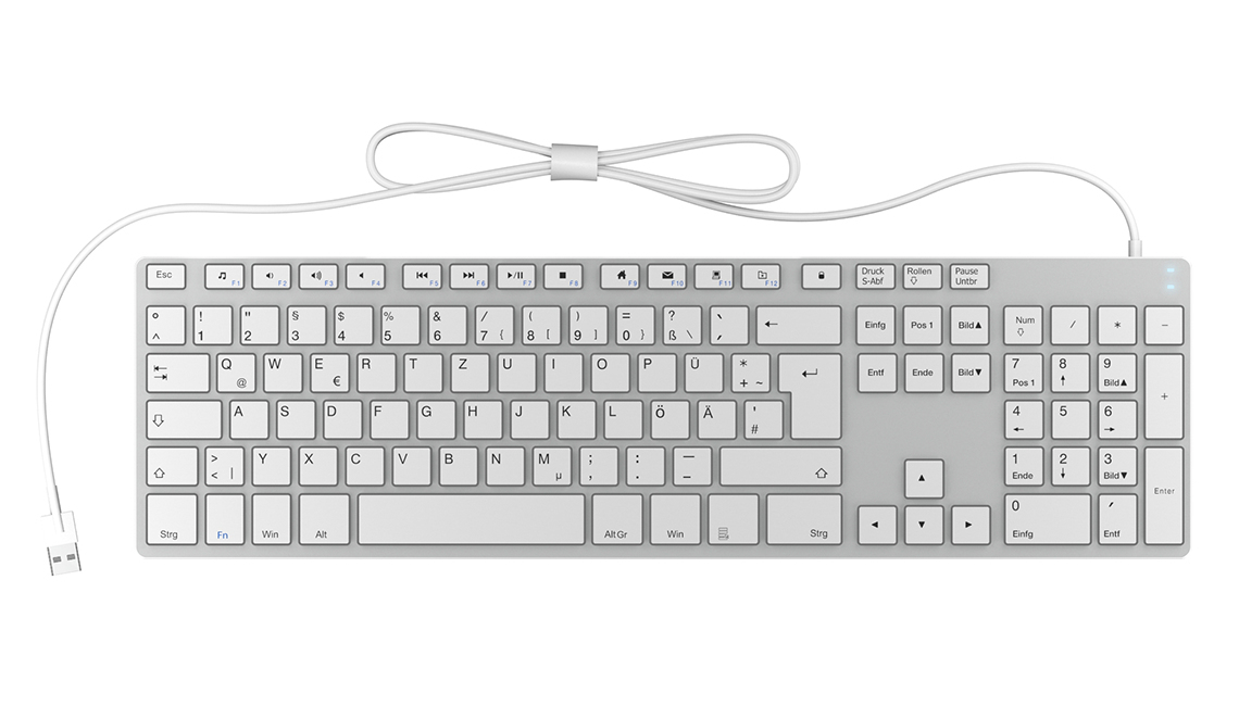 KeySonic KSK-8022MacU keyboard Office USB QWERTZ German Silver, White