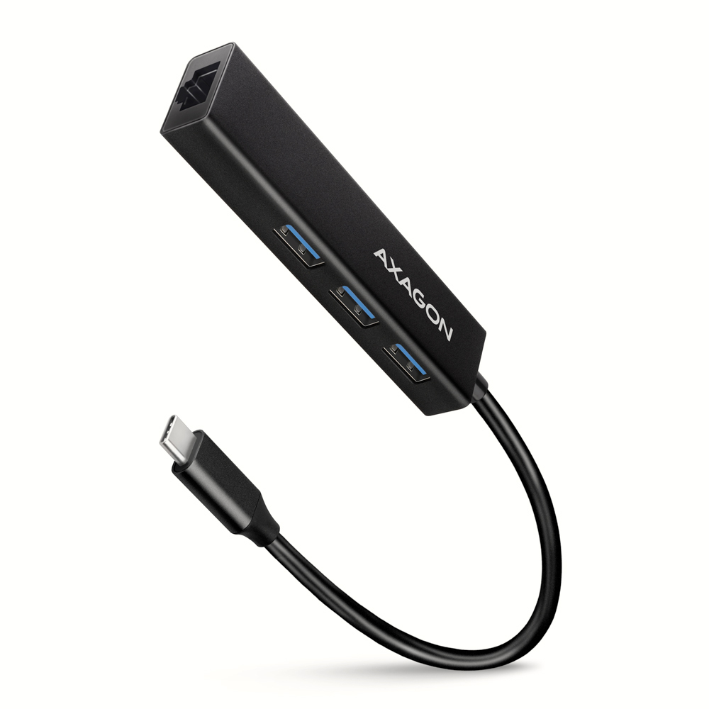 Axagon HMC-GL3A USB-C-Hub 3x USB-A Gbit-LAN schwarz USB 3.2 Gen 1 (3.1 Gen 1) Type-C 5000 Mbit/s Nero
