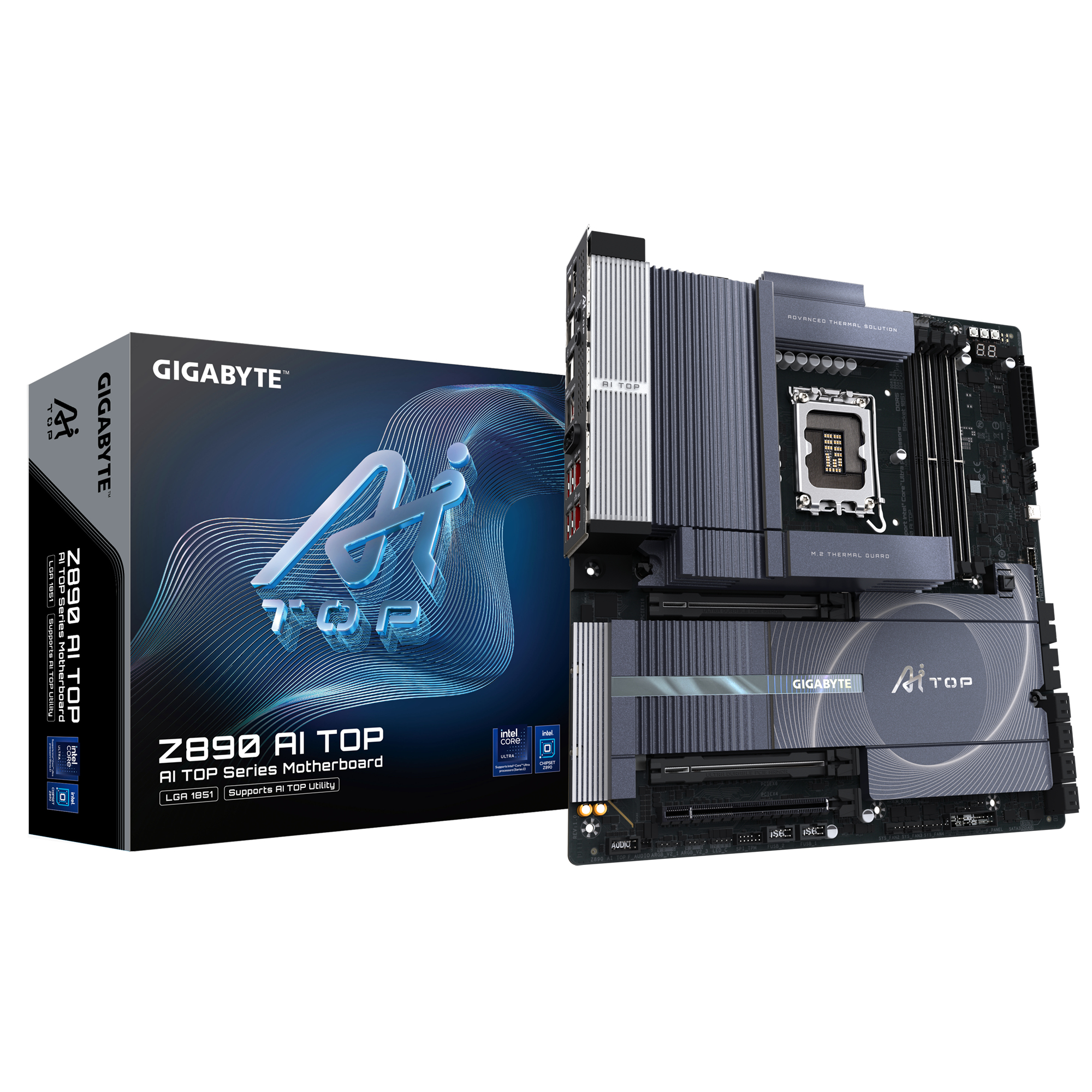 GIGABYTE Z890 AI TOP Scheda madre - CPU Intel Core Ultra (Serie 2) VRM a 1612 fasi fino a 9500 MHz DDR5 (OC) 1xPCIe 5.0 3xPCIe