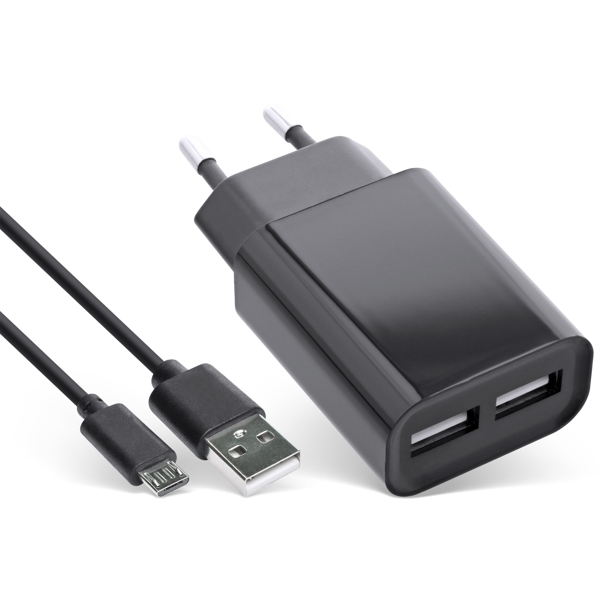 InLine USB DUO+ Set, Power Adapter 2 Port + Micro-USB cable – image 1