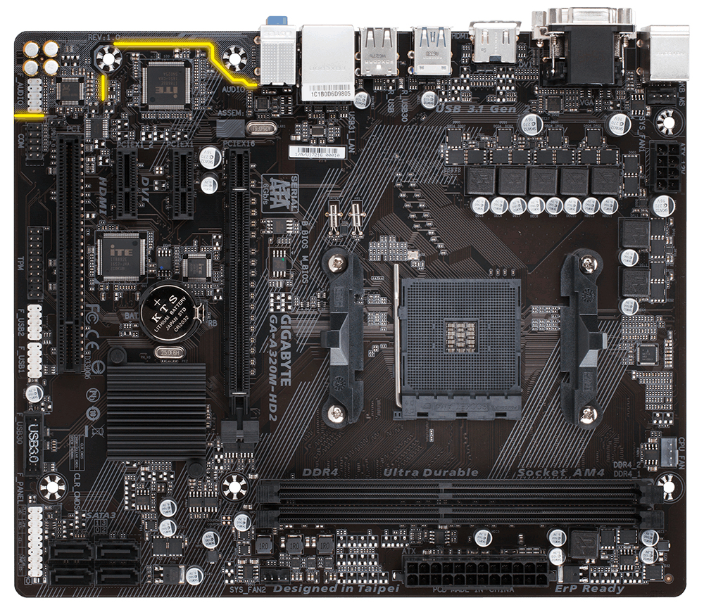 GIGABYTE GA-A320M-HD2 motherboard AMD A320 Socket AM4 micro ATX – image 3