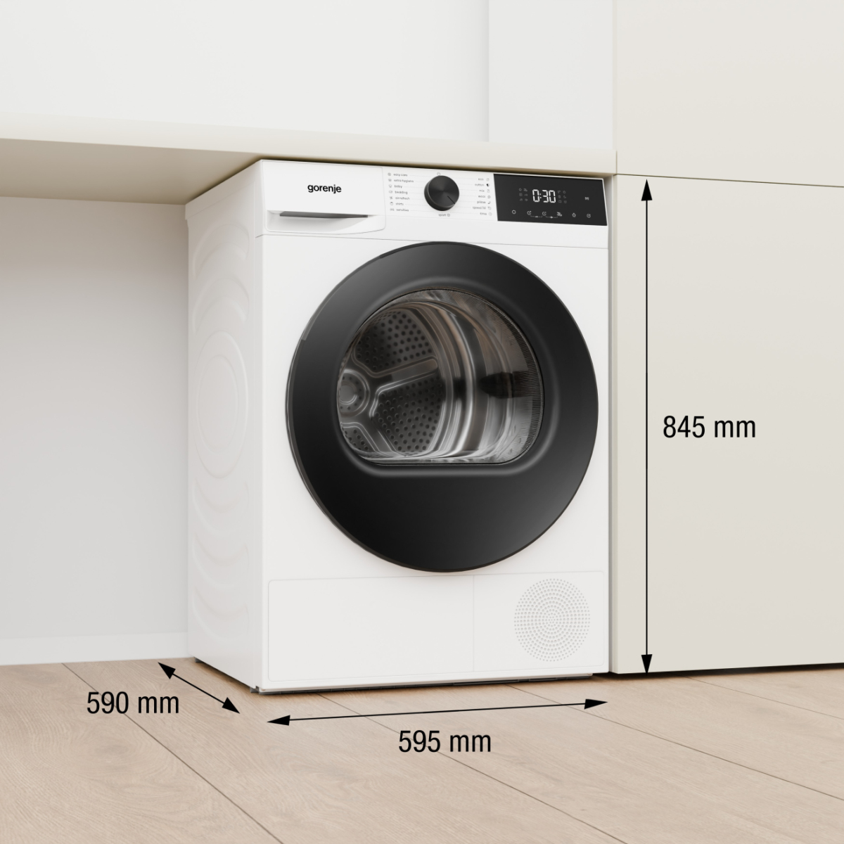 Gorenje Värmepumpstorktumlare (1–9 kg) med SensorDry för exakt torkning, TwinAir för jämna resultat och ExtraHygiene för mer hygieniska kläder. Lägre temperatur – image 2