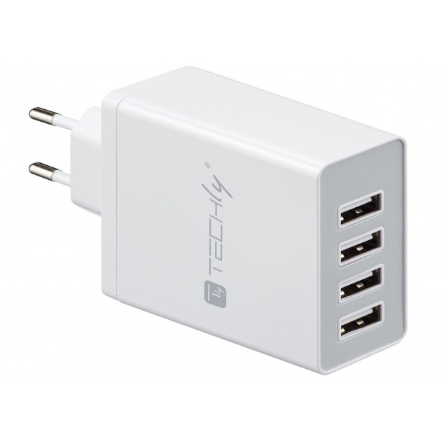 Techly IPW-USB-4P82 mobile device charger Digital camera, MP3, MP4, Smartphone, Tablet White AC Indoor