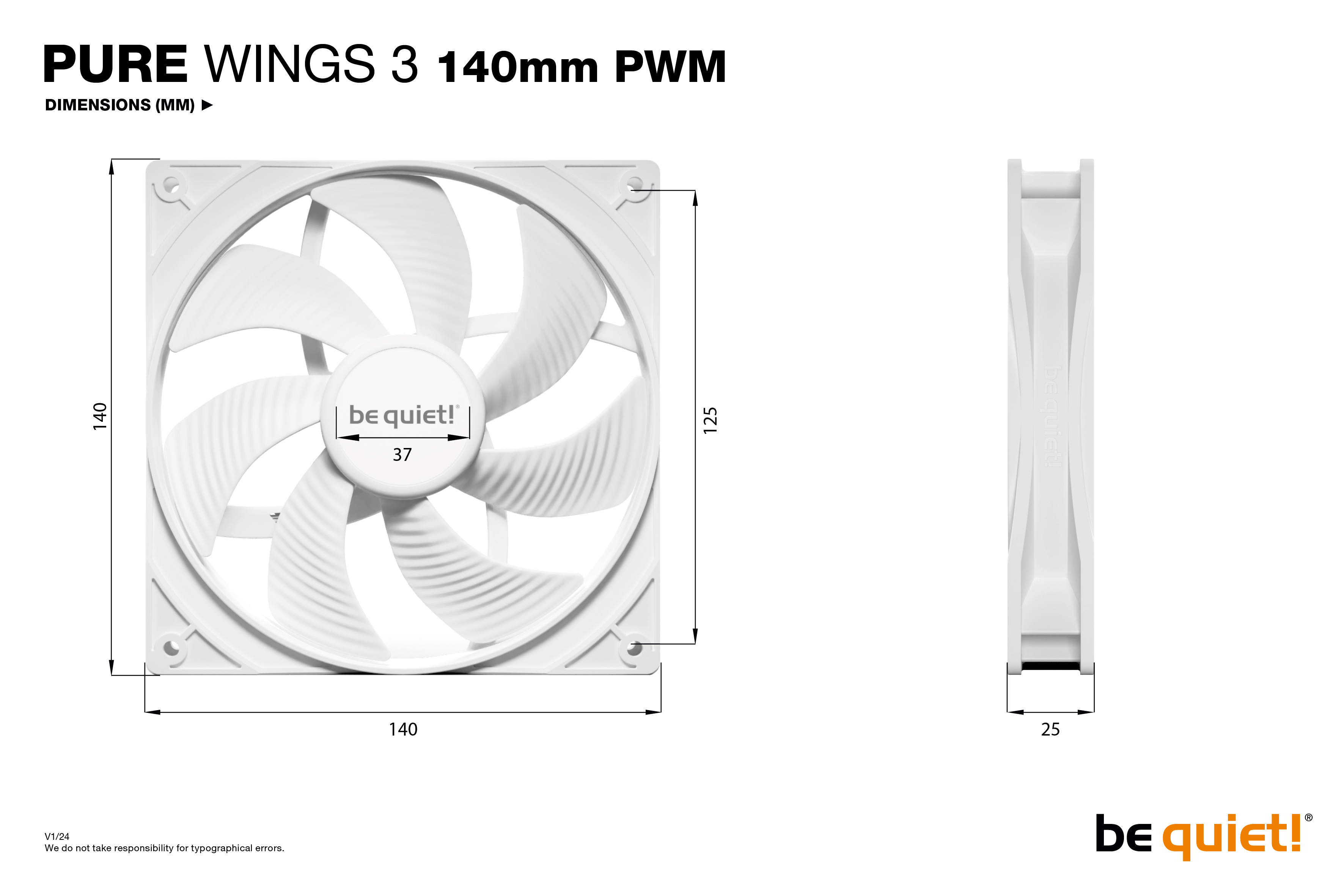 be quiet! Pure Wings 3 140mm PWM White Computer case Fan 14 cm 1 pc(s) image 5
