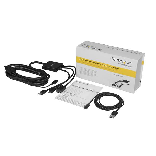 Resim StarTech.com CMDPHD2HD 2m USB-C, HDMI veya Mini DisplayPort - HDMI Kablosu