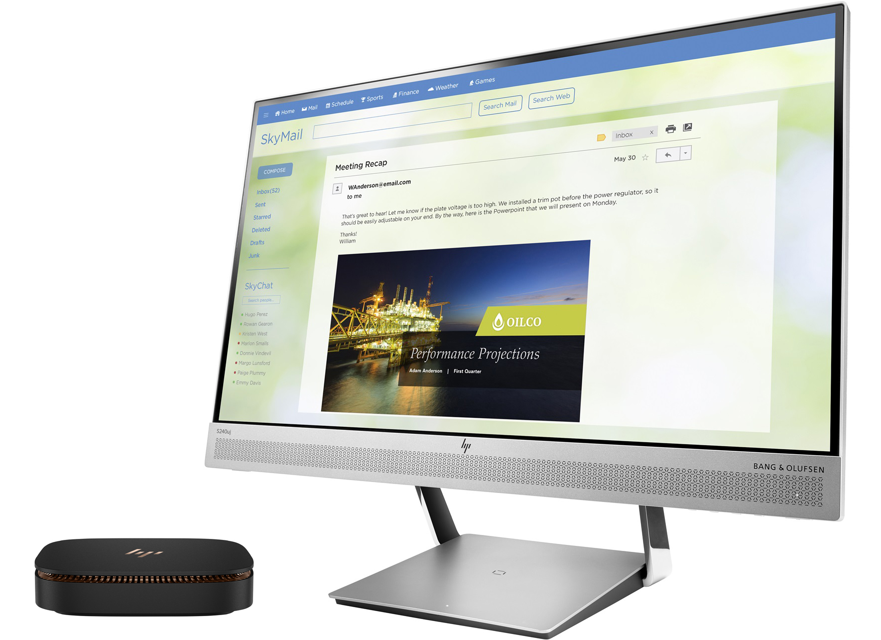 HP Elite Slice + EliteDisplay S240uj Intel® Core™ i5 i5-6500T 8 GB DDR4-SDRAM 256 GB SSD Windows 10 Pro USFF PC Black image 1