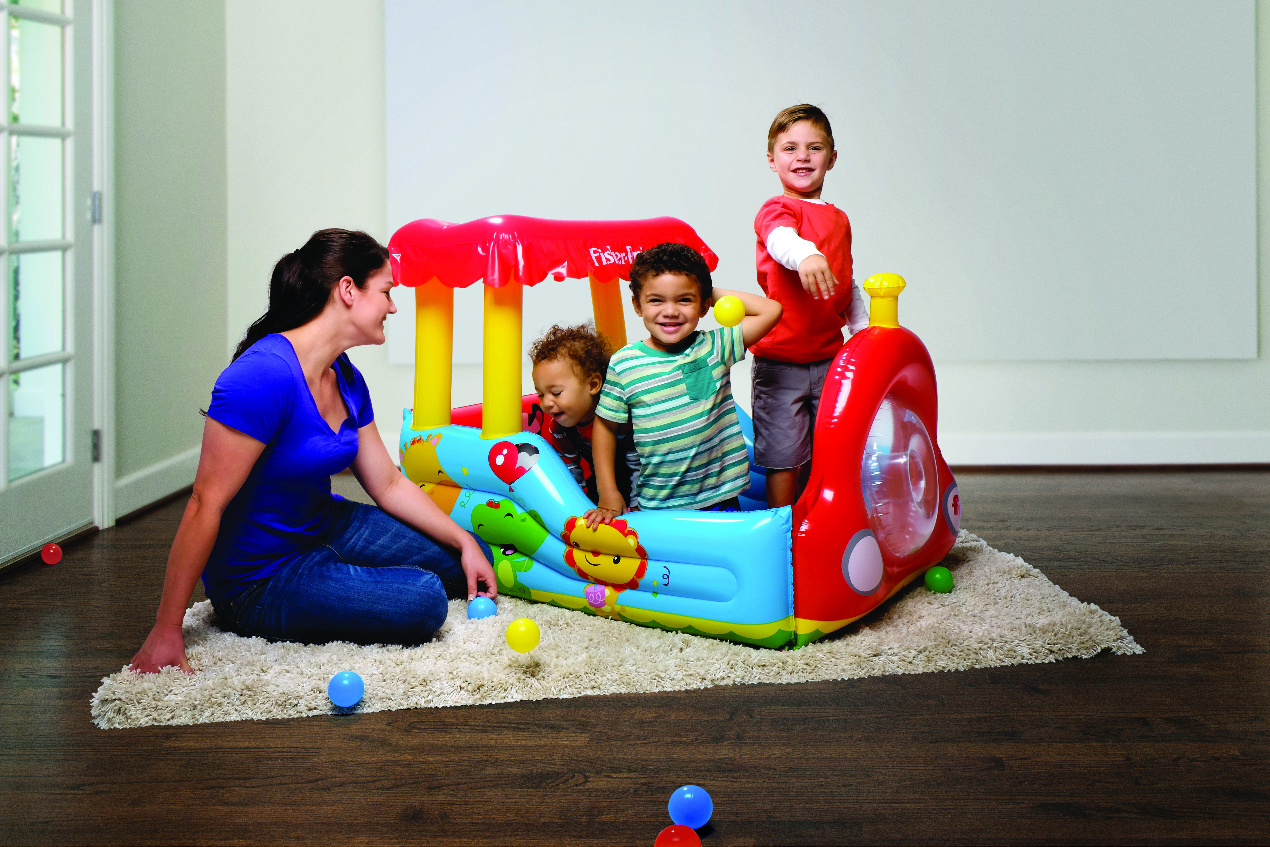 Resim Bestway Fisher-Price Tren Top Havuzu, Vinil, Çok Renkli, 940 mm Genişlik, 1320 mm Derinlik, 890 mm Yükseklik, 25 Top