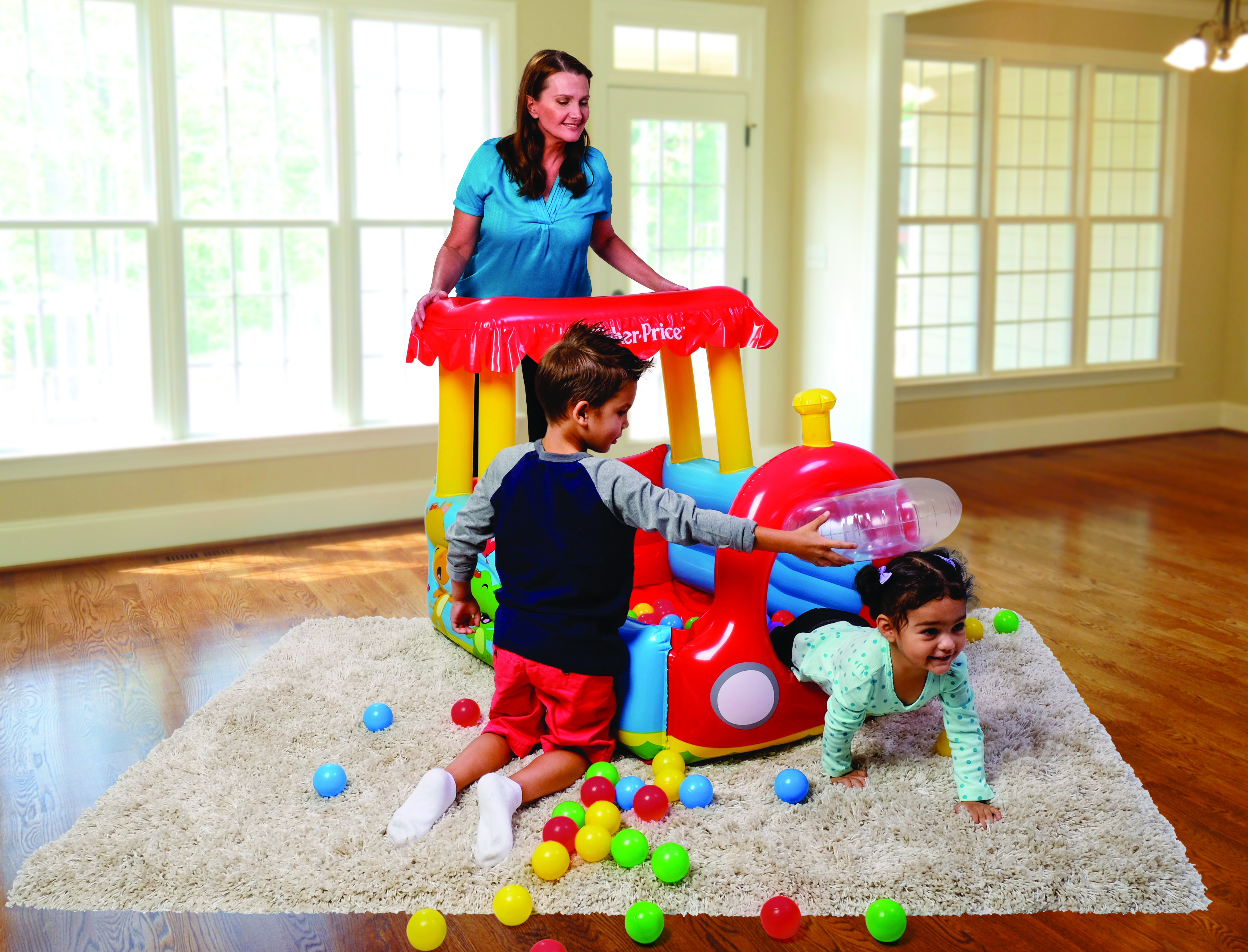 Resim Bestway Fisher-Price Tren Top Havuzu, Vinil, Çok Renkli, 940 mm Genişlik, 1320 mm Derinlik, 890 mm Yükseklik, 25 Top