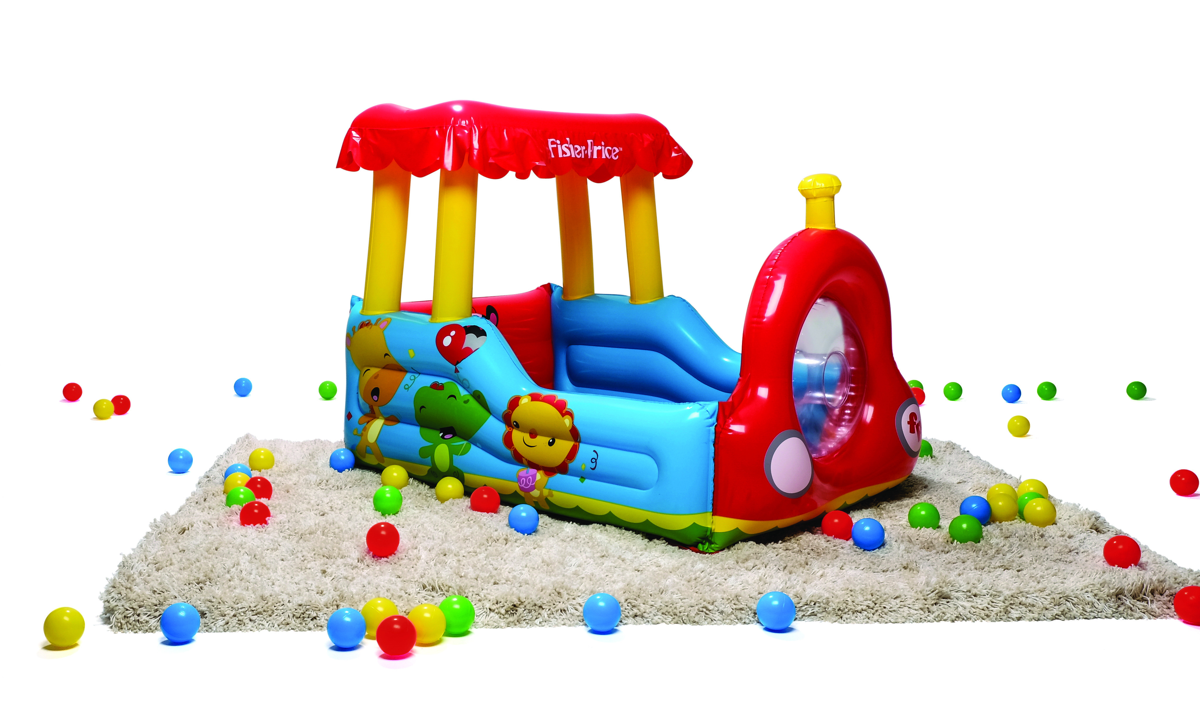 Resim Bestway Fisher-Price Tren Top Havuzu, Vinil, Çok Renkli, 940 mm Genişlik, 1320 mm Derinlik, 890 mm Yükseklik, 25 Top