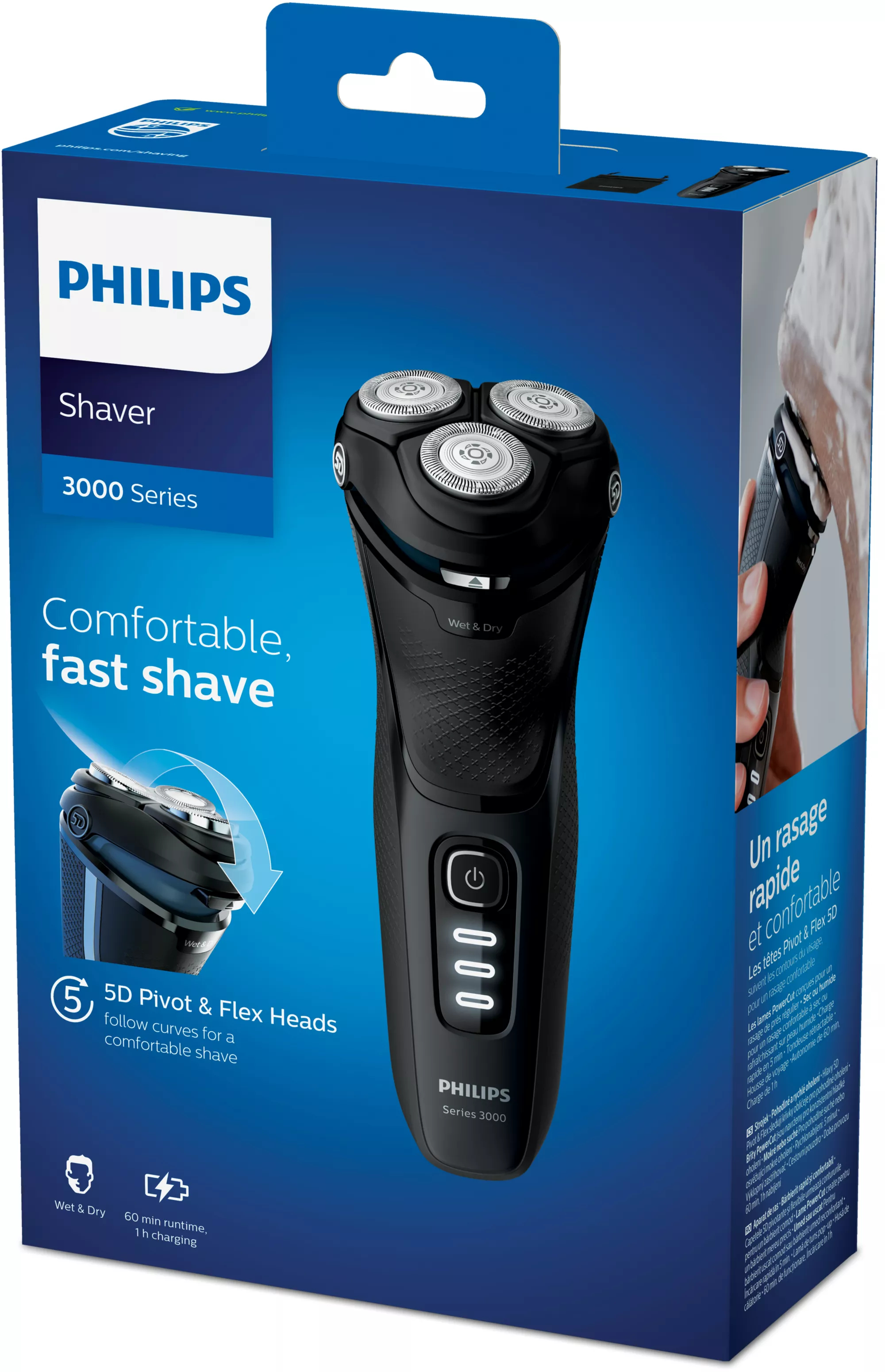Philips 3000 series Shaver series 3000 S3233/52 Wet or dry electric shaver with handy travel pouch – image 2