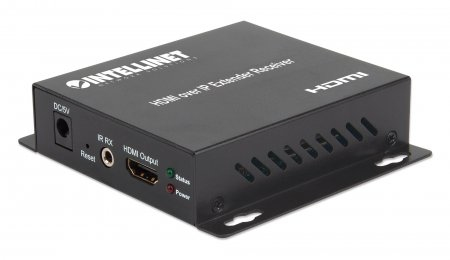 Intellinet HDMI over IP Extender Receiver (for use with 208260), Up to 120m (Euro 2-pin plug) – image 1