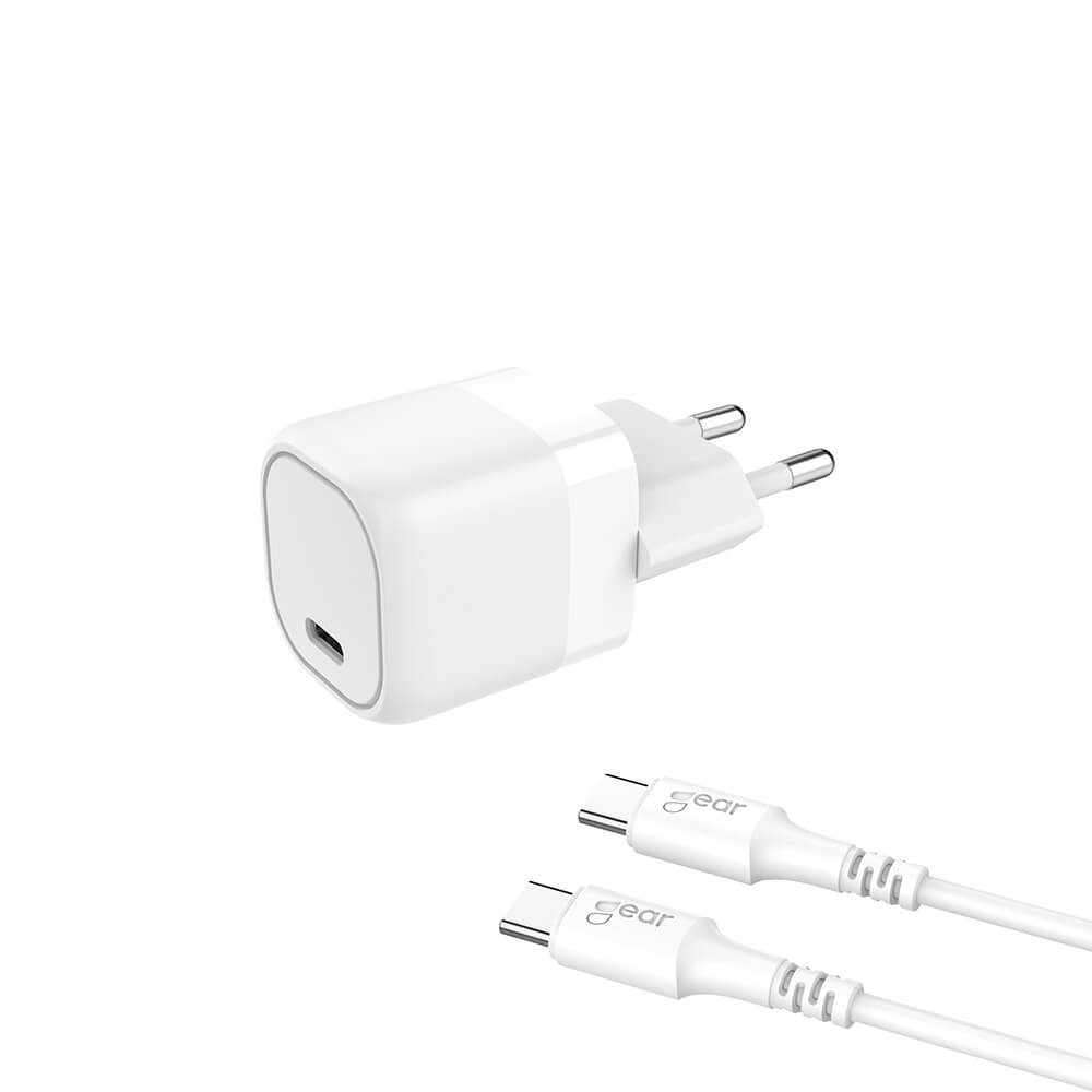 Gear Charger 220V 1xUSB-C PD/PPS 25W, Cable USB-C-USB-C 1m
