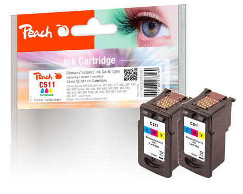 Peach Twin Pack Print-head color, compatible with Canon CL-511