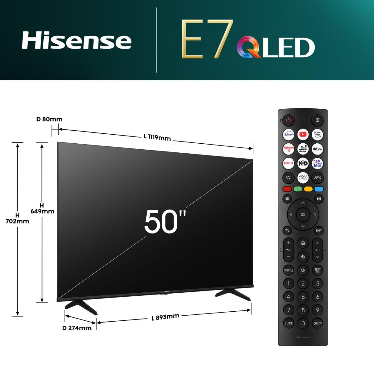 TV Hisense QLED 50E7NQ 127 cm Reconditionné — photo 2