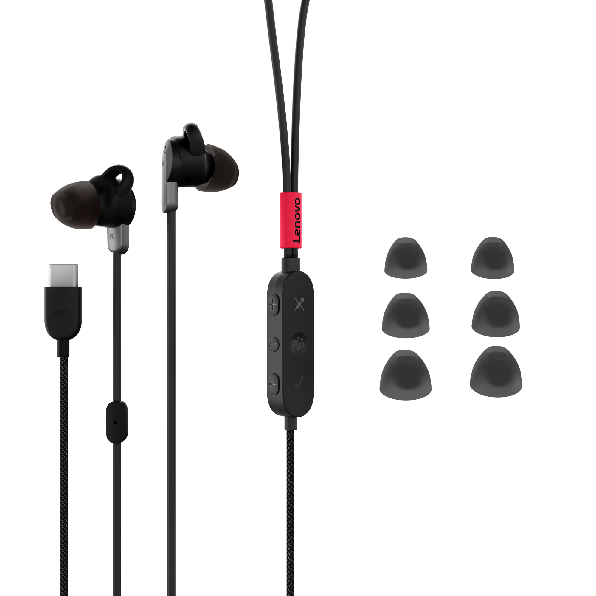 Lenovo 4XD1C99220 headphones/headset Wired In-ear Music/Everyday USB Type-C Black – image 4