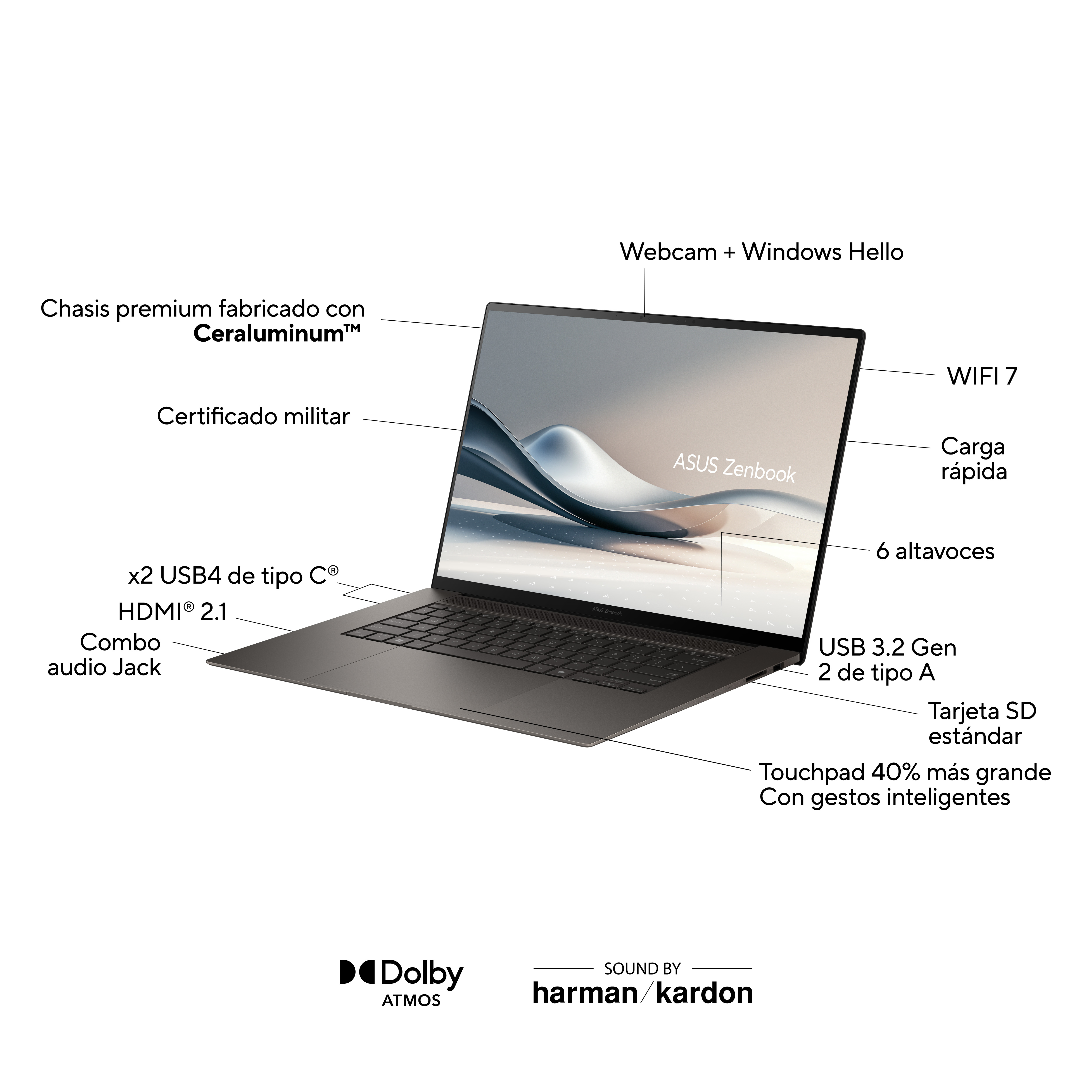 Portátil - ASUS Zenbook S 16 OLED UM5606WA-RK053W Copilot+ PC, 16" WQXGA+, AMD Ryzen™ AI 9 HX 370, 32 GB RAM, 1 TB SSD, Radeon™ 890M, W11 H - imagen 4