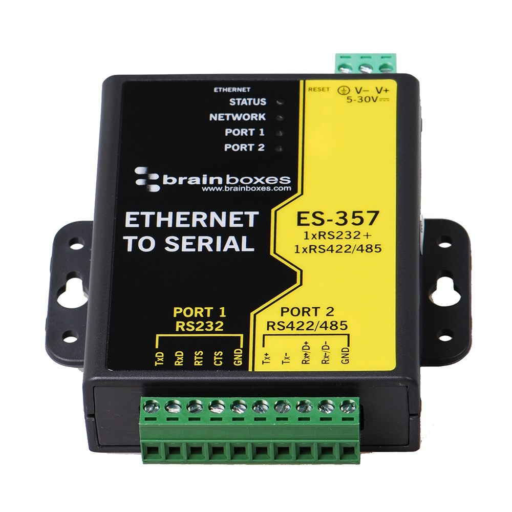 Brainboxes ES-357 1 Port RS232 and 1 Port RS422/485 Ethernet to Serial Adapter – image 2