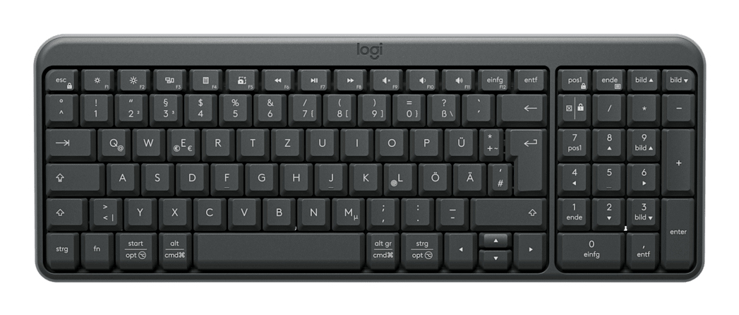 Logitech K250 Compact Bluetooth keyboard Universal RF Wireless + Bluetooth QWERTZ German Graphite