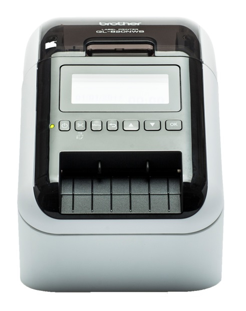 Brother QL-820NWB - Label printer - direct thermal - Roll (2.4 in) - 300 x 600 dpi - up to 110 labels/min - USB 2.0, LAN, Wi-Fi(n), USB host, Bluetooth 2.1 EDR - cutter - black, white