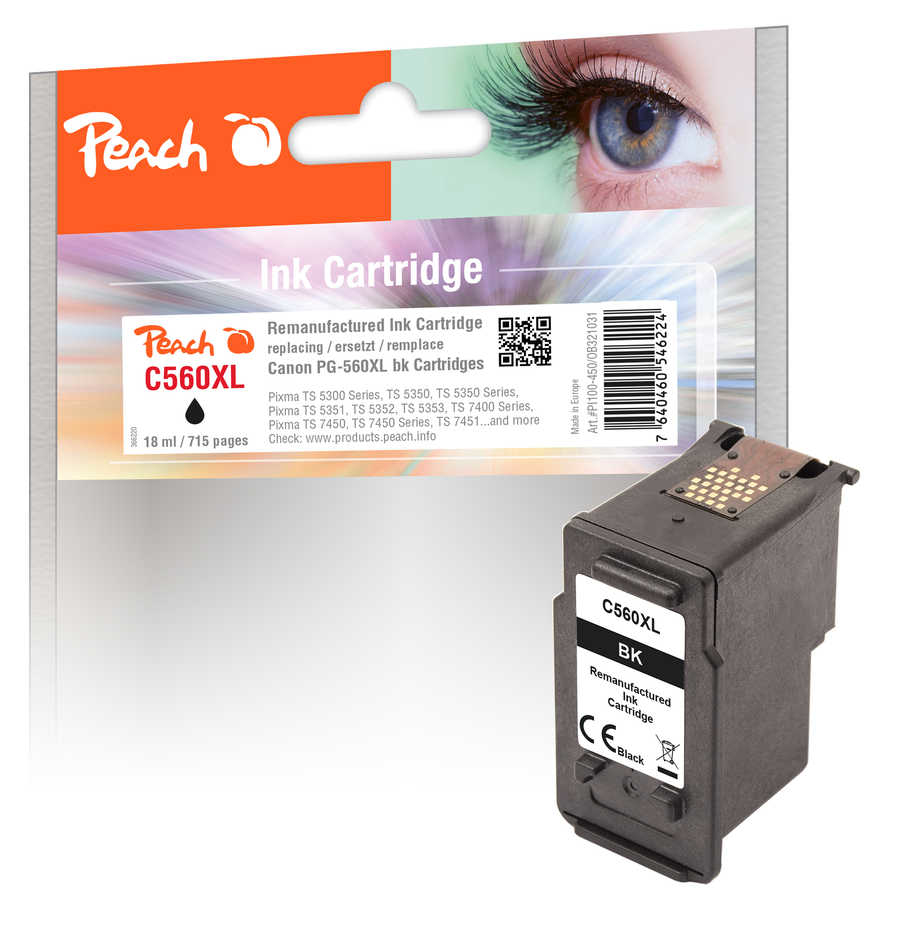 Peach Print-head XL black compatible with HP PG-560XL, 3712C001