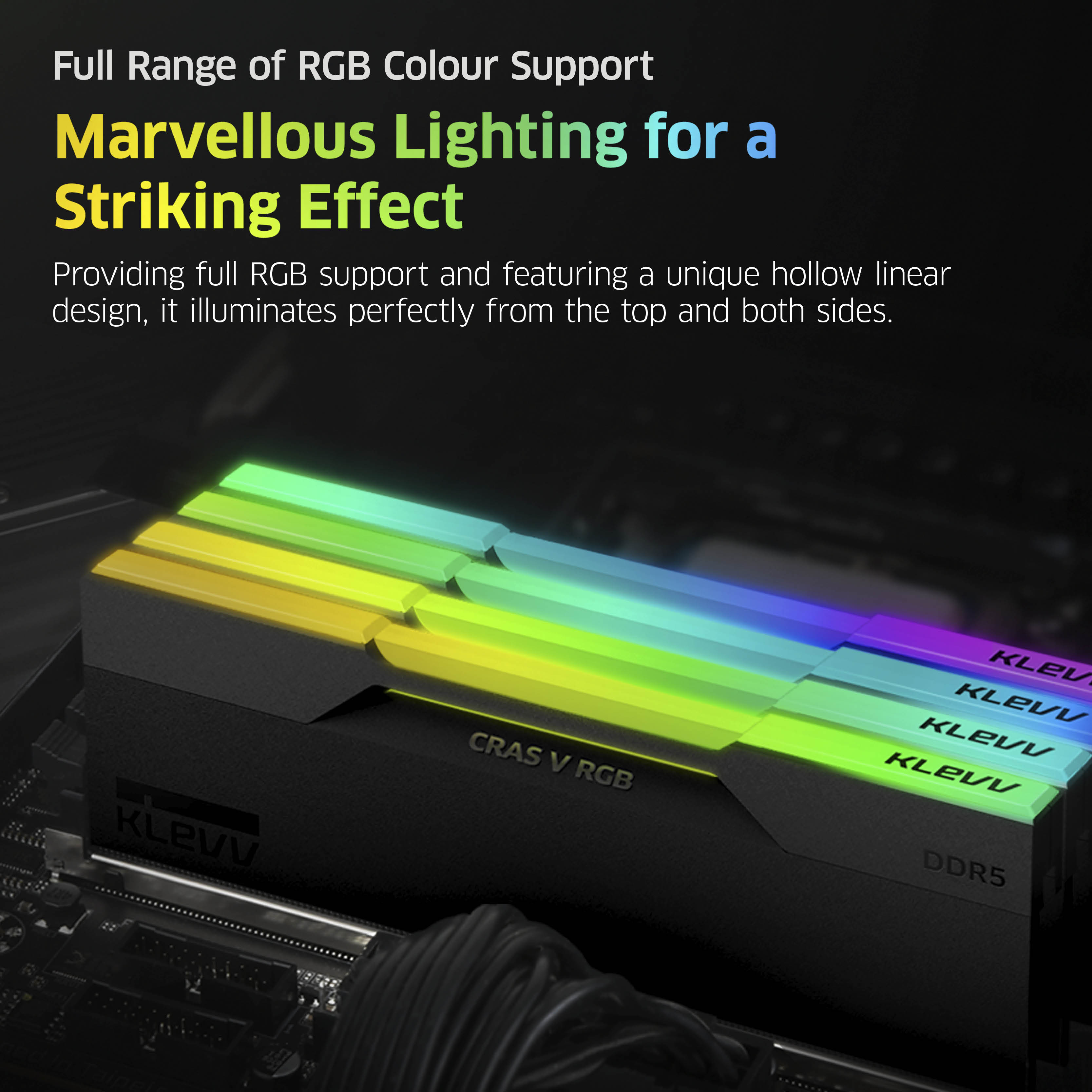 Klevv 48GB (2x24GB) 6000MHz CL30 DDR5 GAMING RAM MODULE 30-36-36-76 1.35V CRAS V RGB KIT image 3