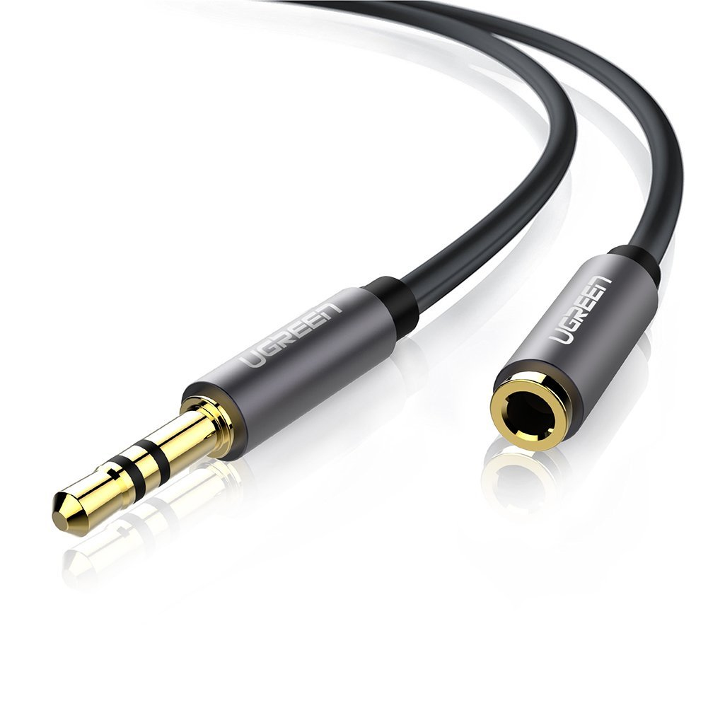 Ugreen 10592 1m 3.5mm Erkek - Dişi Ses Kablosu, Siyah