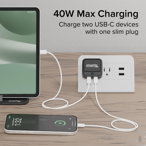 Plugable Technologies PS-40C2B mobile device charger Universal Black AC Fast charging Indoor – image 2