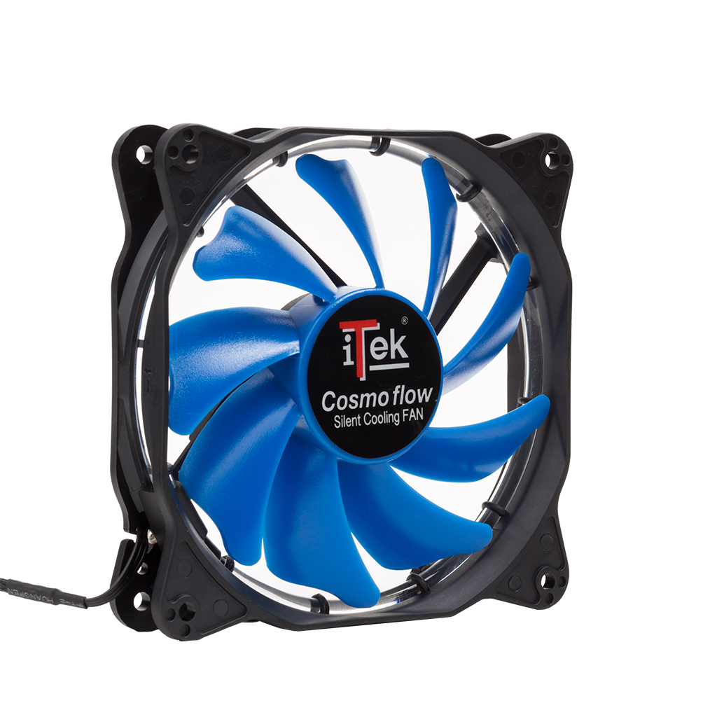 itek Cosmo Flow Computer case Fan 12 cm Black, Blue image 1