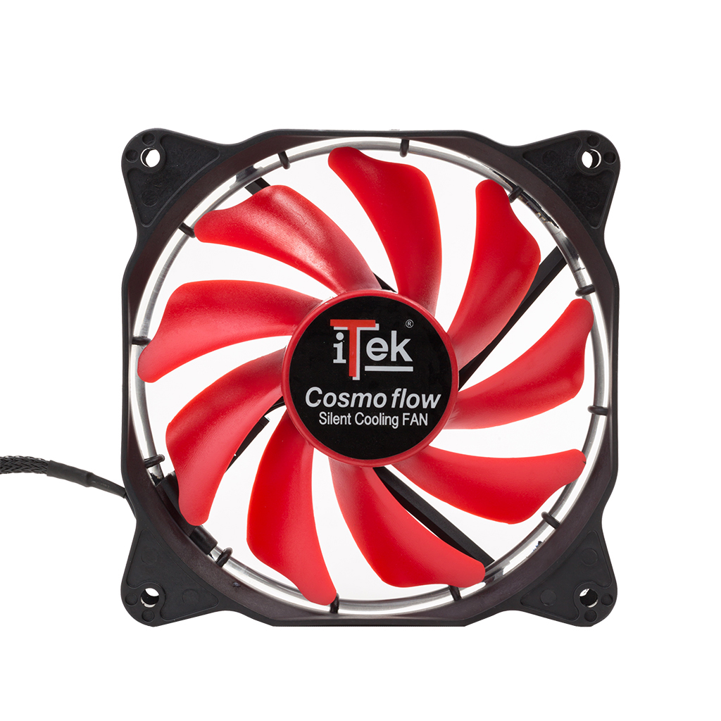 itek Cosmo Flow Computer case Fan 12 cm Black, Red image 2