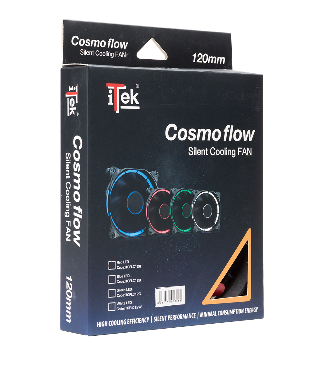 itek Cosmo Flow Computer case Fan 12 cm Black, Red image 7