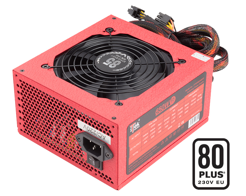 itek Redbox SM power supply unit 650 W 20+4 pin ATX ATX Red image 1