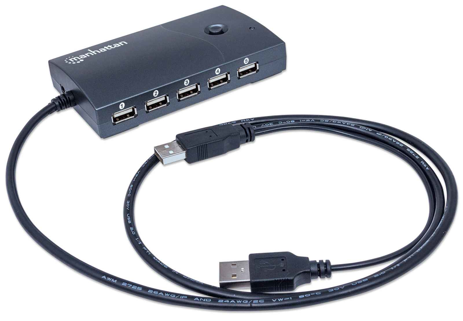 Manhattan USB 2.0 Desktop USB Hub, 13 x USB 2.0 ports, AC or Bus Power, Multiple Transaction Translator, 2.4A Fast Charge Capable, Black, Boxed (Euro 2-pin plug – image 9