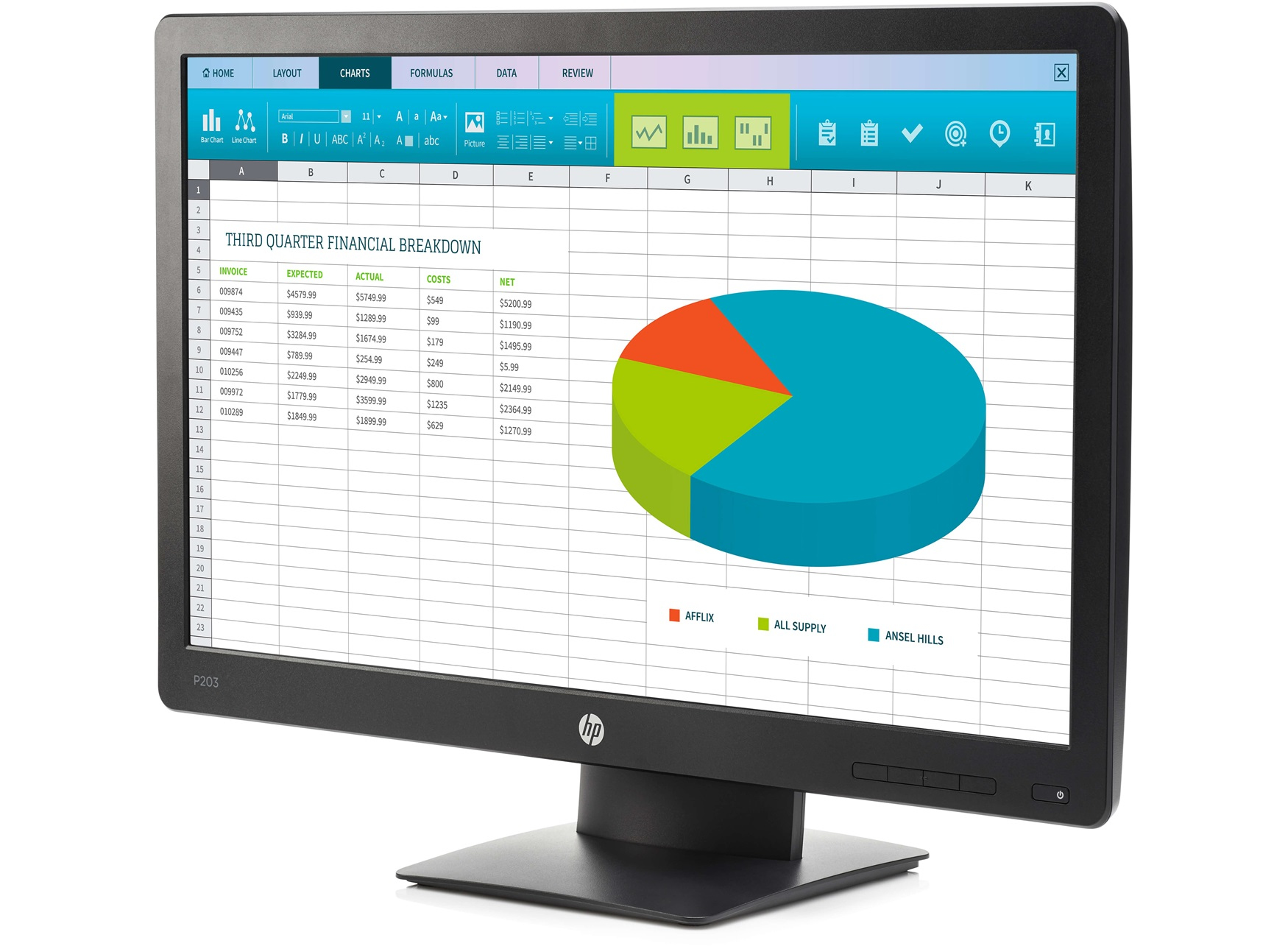 HP ProDisplay P203 computer monitor 50.8 cm (20″) 1600 x 900 pixels HD+ LED Black image 3