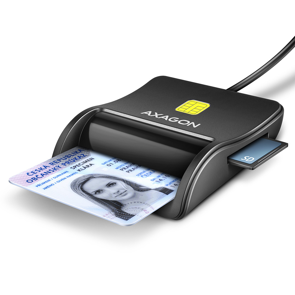 Axagon CRE-SM3SD USB Smart card & SD/microSD/SIM Flat lettore di card readers Interno USB 2.0 Nero