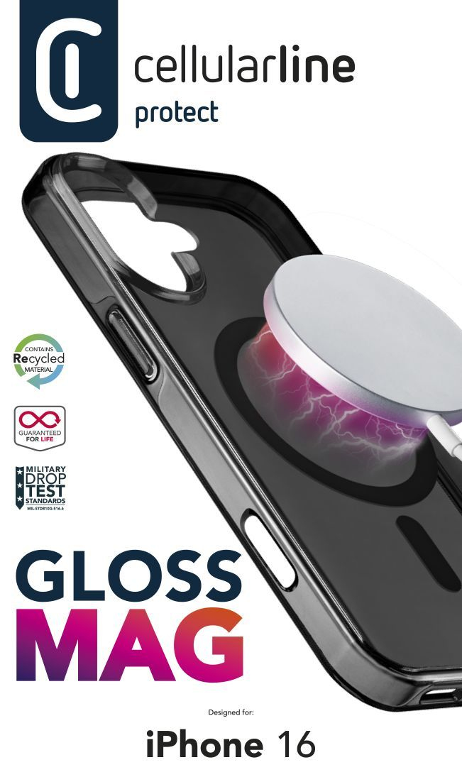 Cellularline Gloss Mag - iPhone 16 Magnetic case for charging and attaching to the MagSafe charger – image 2