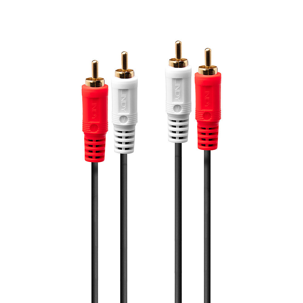 Lindy 35664 ljudkabel 10 m 2 x RCA Röd, Vit