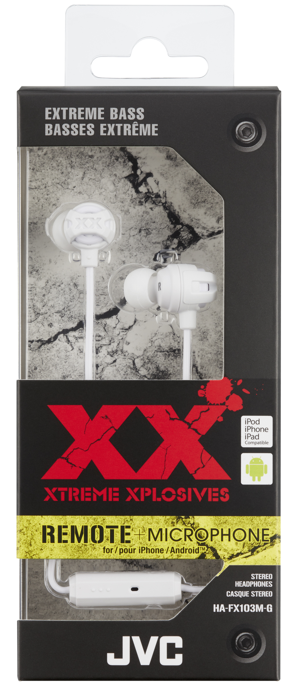 JVC Xtreme Xplosives HA-FX103M Earset HAFX103MW Headset Wired In-ear Black, White image 3