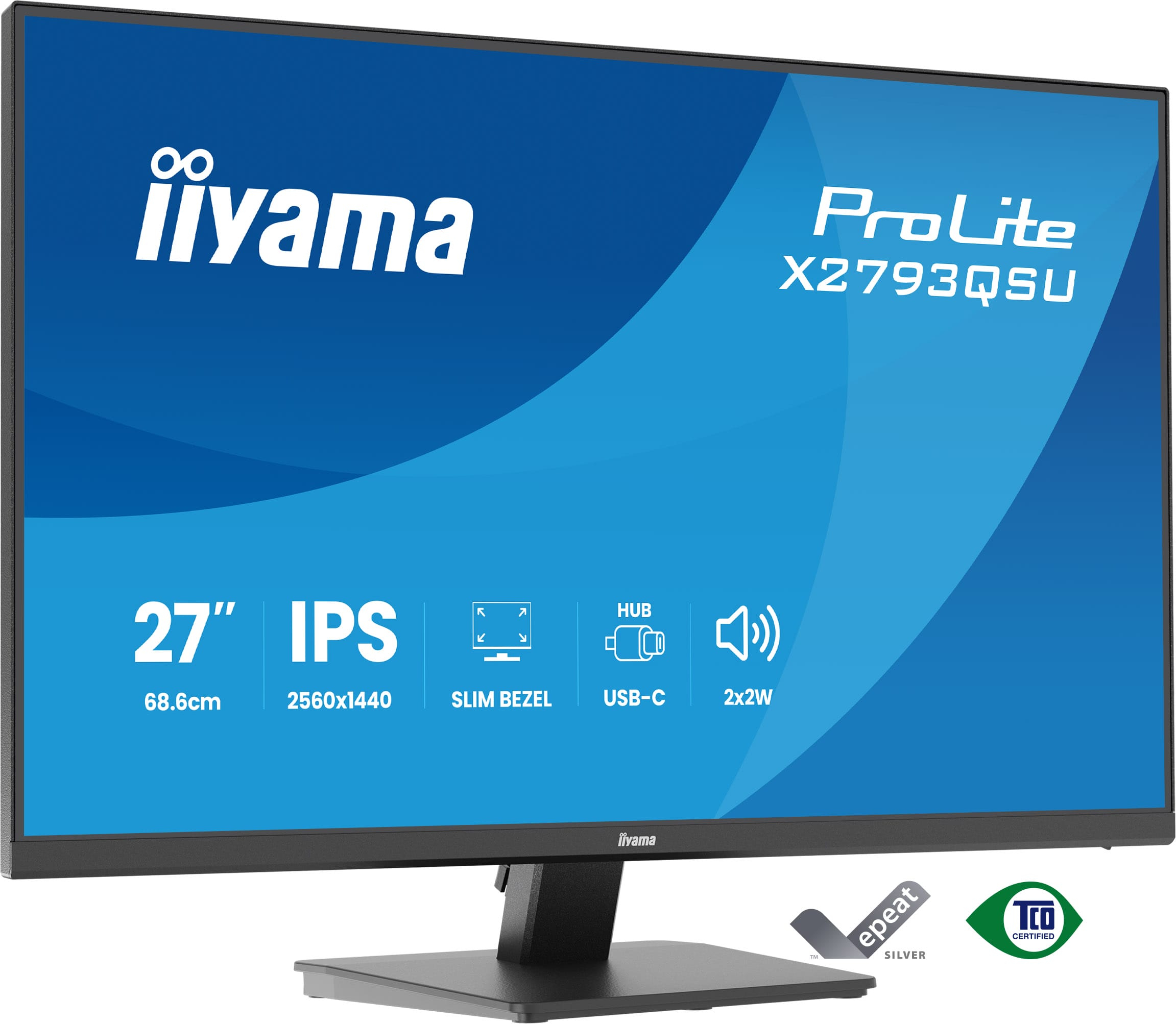 iiyama ProLite X2793QSU-B1 - LED monitor - 27" - 2560 x 1440 QHD @ 75 Hz - IPS - 350 cd/m� - 1000:1 - 1 ms - HDMI, DisplayPort - speakers - black, matte