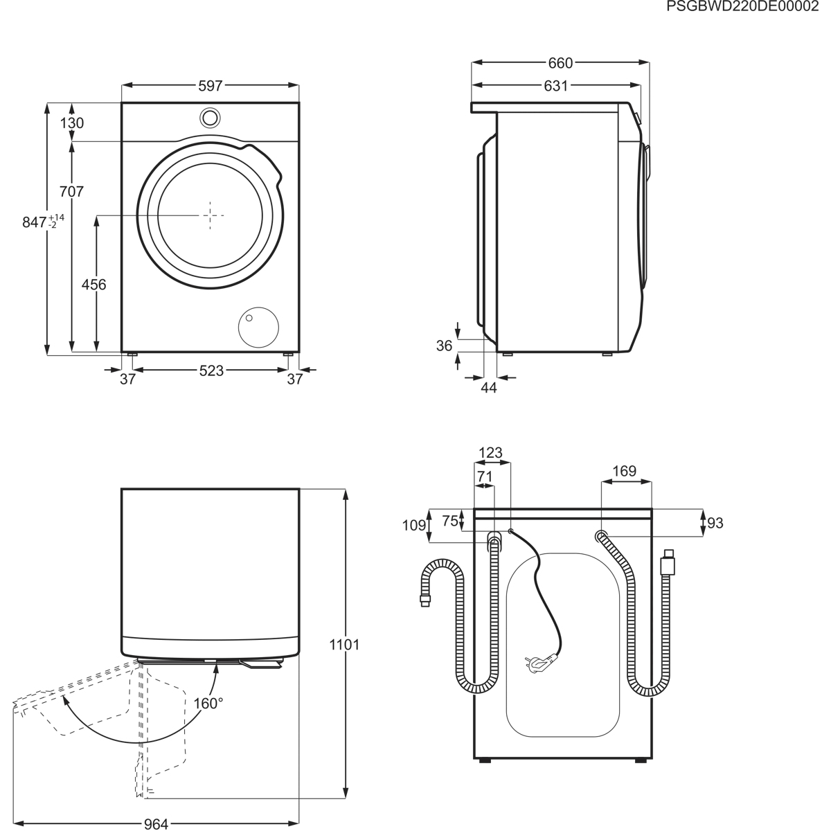 AEG LWR9C166BB washer dryer Freestanding Front-load White – image 9