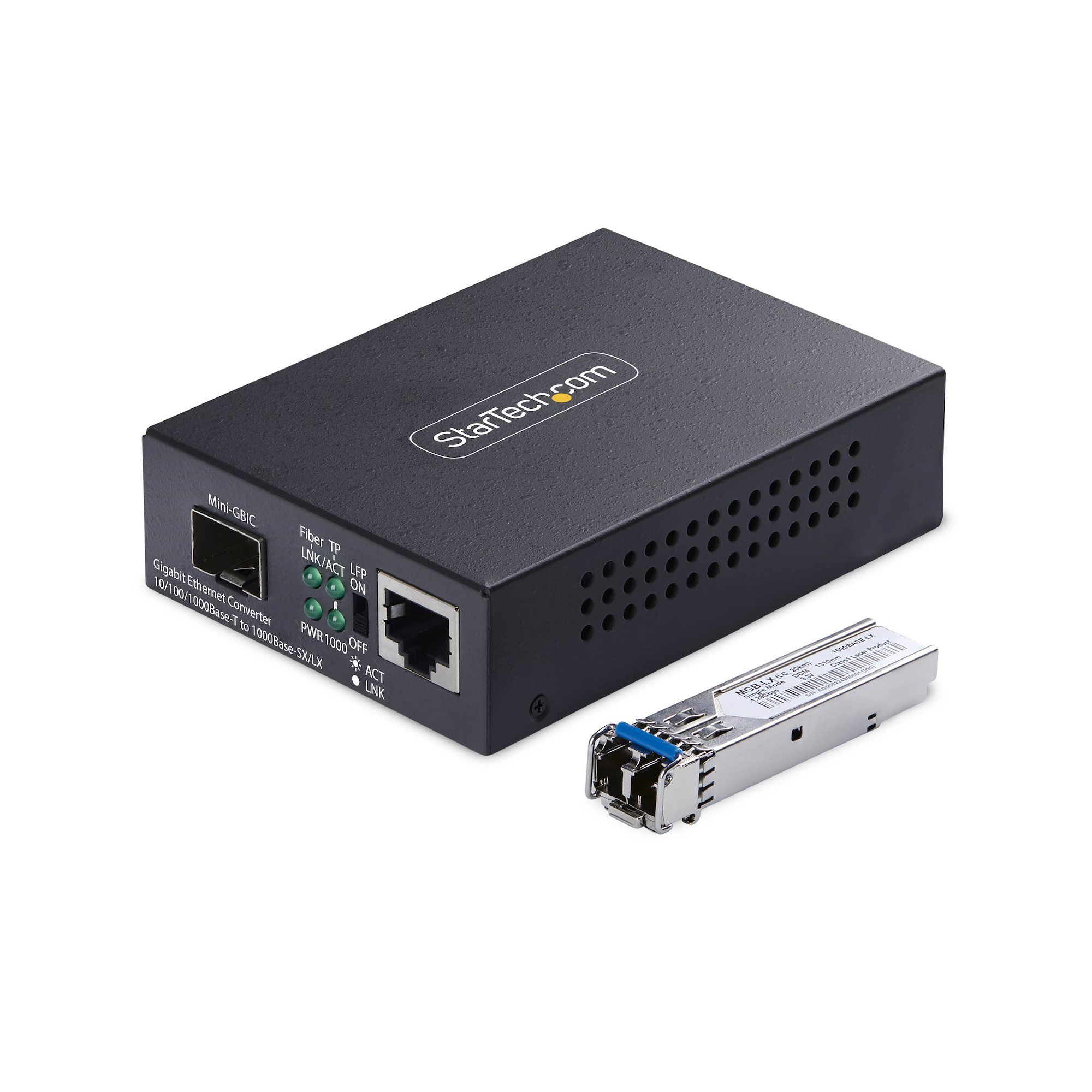 StarTech.com - Fibre media converter - 1GbE - over fibre optic - 1000Base-T, 1000Base-LX, 10Base-T, 100Base-TX - LC Duplex single-mode / RJ-45 - up to 20 km - 1310 nm - TAA Compliant