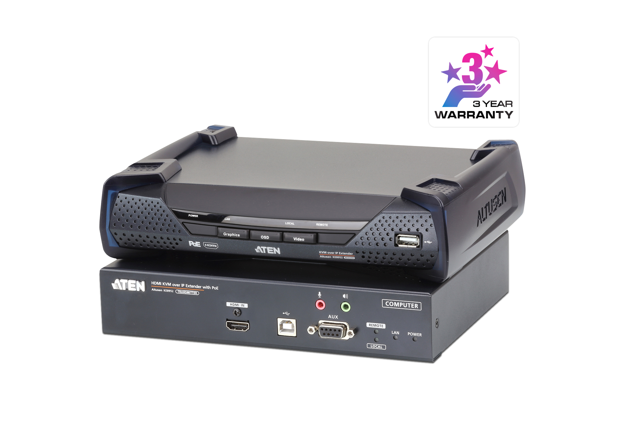 ATEN 4K HDMI Single Display KVM Over IP Extender with PoE (T+R) – image 1