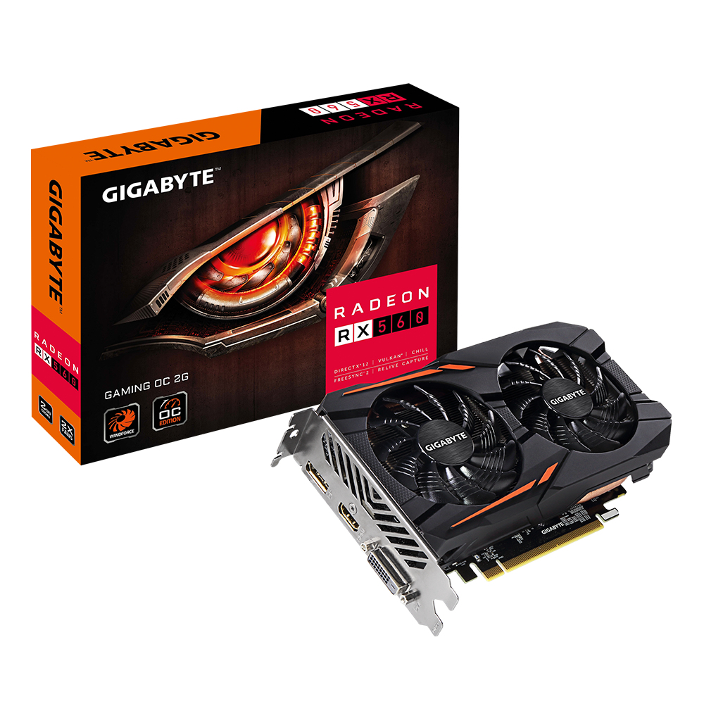 GIGABYTE GAMING GV-RX560GAMING-OC-2GD graphics card AMD Radeon RX 560