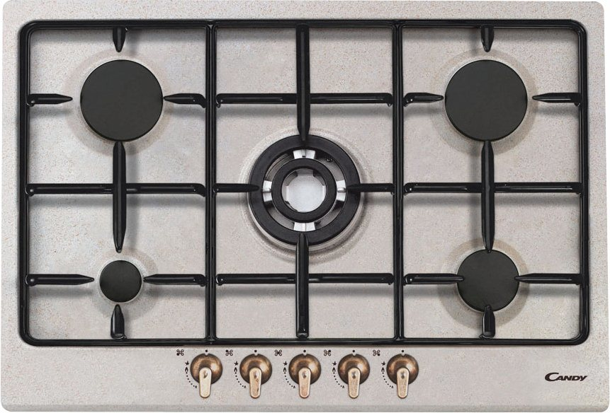 Candy CPGC75SQPAV hob Black, Stainless steel Built-in Gas 5 zone(s)