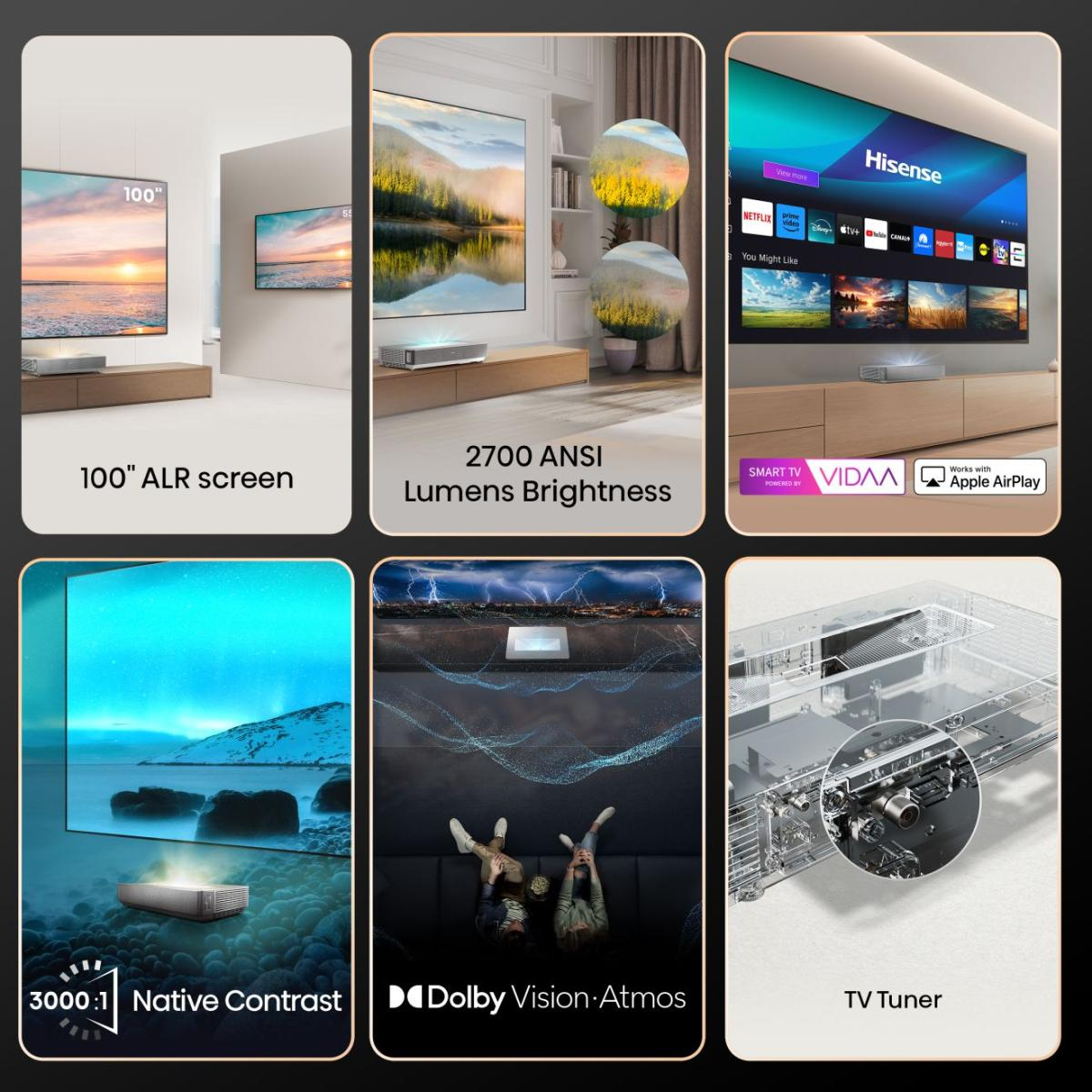 Hisense 100L5N projection TV 2700 ANSI lumens UHD 4K (3840x2160) Black, Silver – image 3