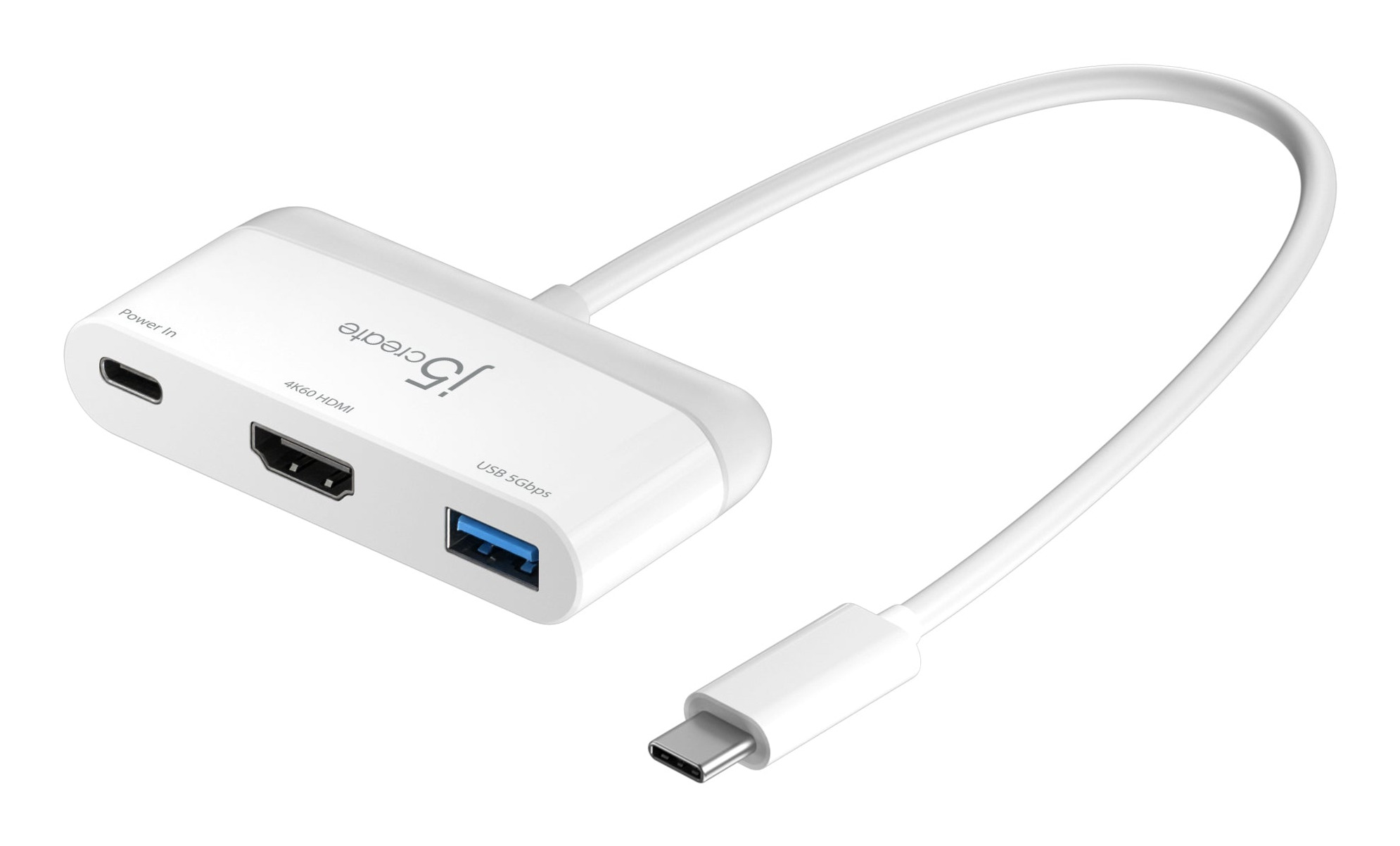 JCA3710 interface hub USB Type-C 5000 Mbit/s White, Grey