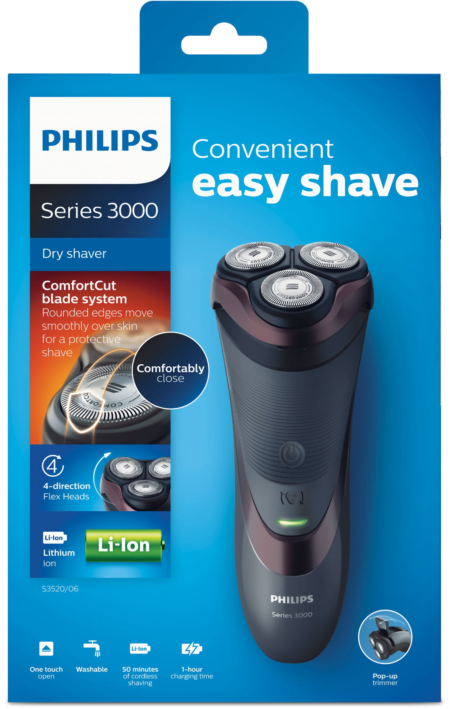 Philips SHAVER Series 3000 S3520/06 men's shaver Rotation shaver Trimmer Black – image 2