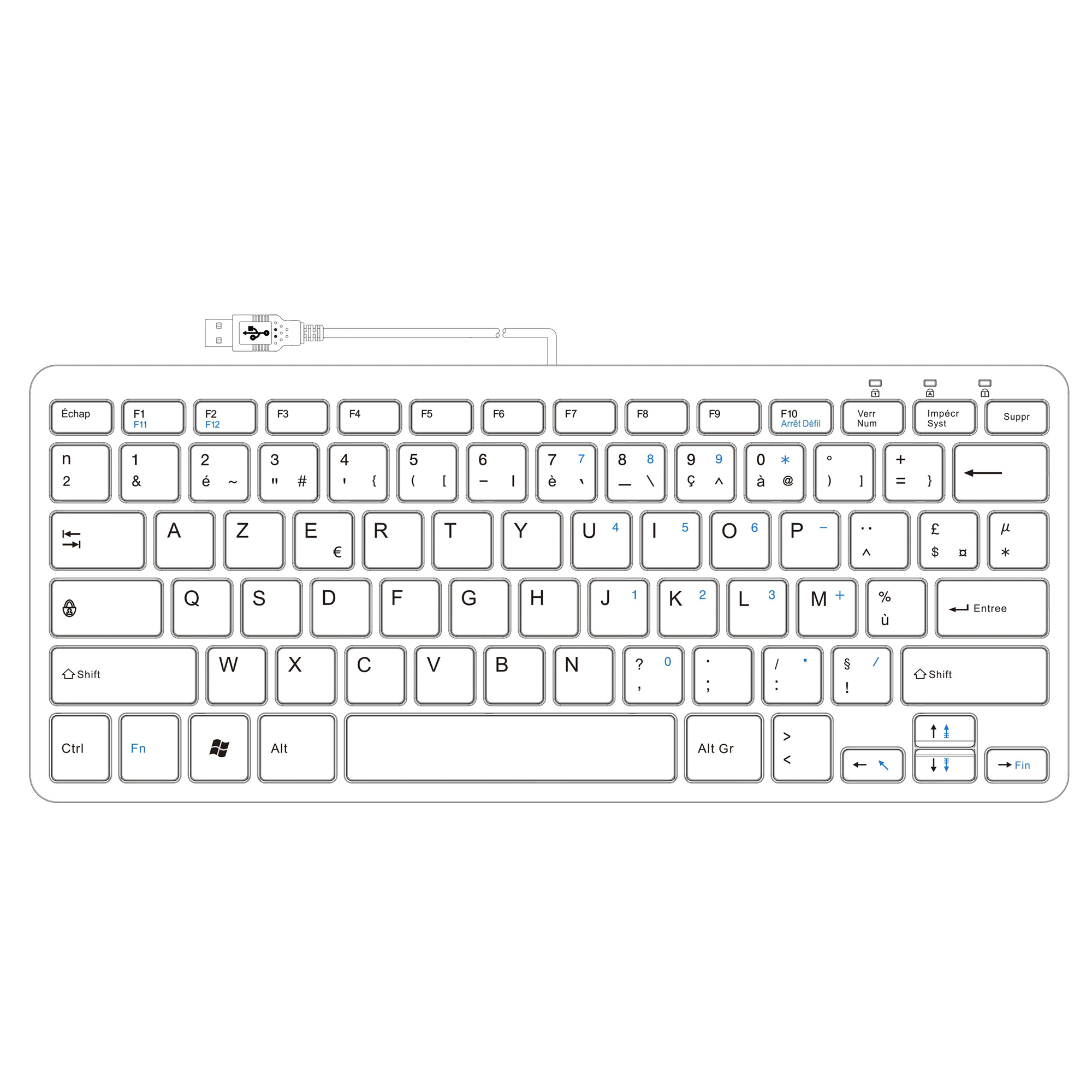 R-Go Tools Ergonomic keyboard R-Go Compact, compact keyboard, flat design, AZERTY (FR), wired, white – image 2
